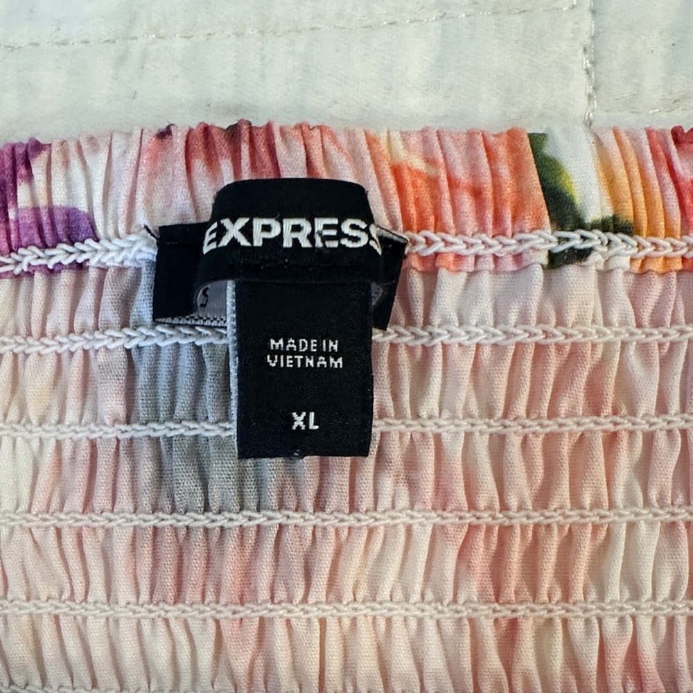 Express Floral Puff Sleeve XL Cottagecore Tiered Mini Dress Spring Garden Party - Picture 3 of 8